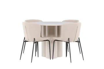 Rund matgrupp Venture Home Beige - Møbler - Borde - Spisebordssæt