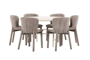 Rund matgrupp Venture Home Beige - Møbler - Borde - Spisebordssæt