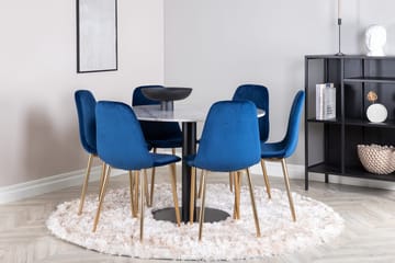Rund matgrupp Venture Home Blå Vit 6st - Møbler - Borde - Spisebordssæt