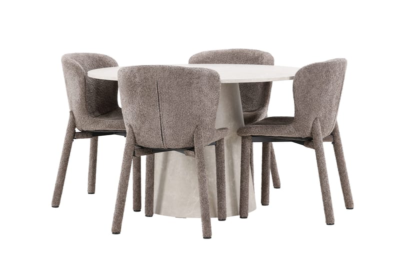 Rund matgrupp Venture Home Brun Beige 4st - Møbler - Borde - Spisebordssæt