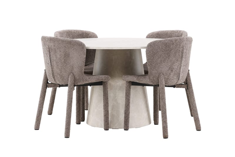 Rund matgrupp Venture Home Brun Beige 4st - Møbler - Borde - Spisebordssæt