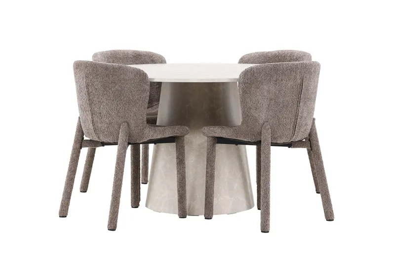 Rund matgrupp Venture Home Brun Beige 4st - Møbler - Borde - Spisebordssæt