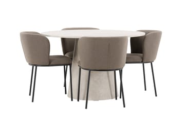 Rund matgrupp Venture Home Brun Beige 4st - Møbler - Borde - Spisebordssæt