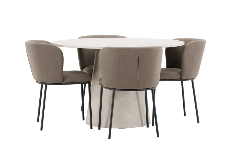 Rund matgrupp Venture Home Brun Beige 4st - Møbler - Borde - Spisebordssæt