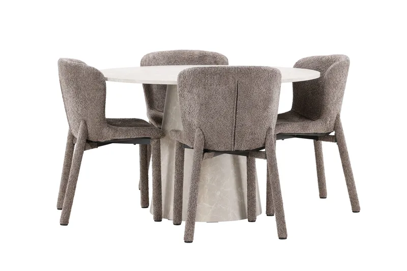 Rund matgrupp Venture Home Brun Beige 4st - Møbler - Borde - Spisebordssæt