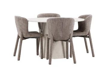 Rund matgrupp Venture Home Brun Beige 4st - Møbler - Borde - Spisebordssæt