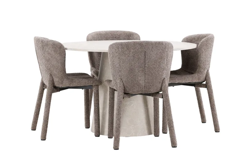 Rund matgrupp Venture Home Brun Beige 4st - Møbler - Borde - Spisebordssæt