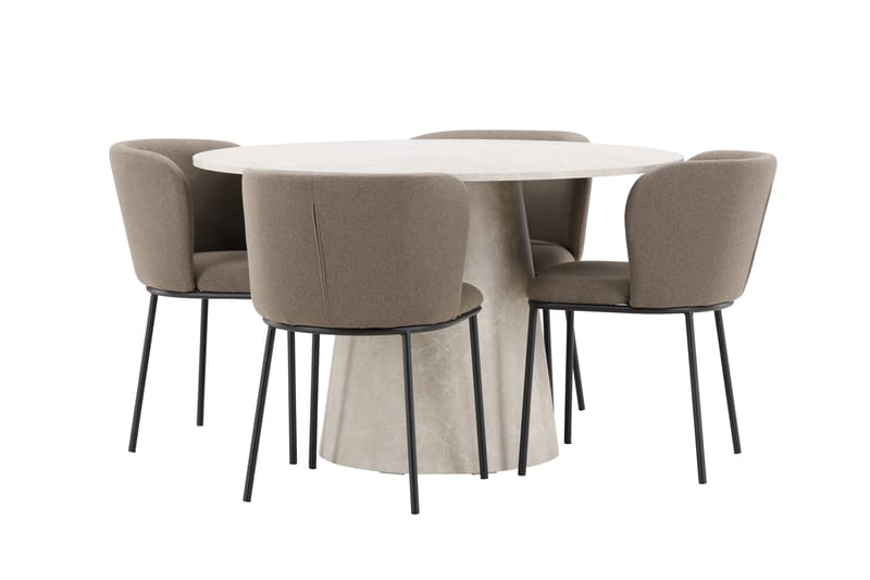Rund matgrupp Venture Home Brun Beige 4st - Møbler - Borde - Spisebordssæt