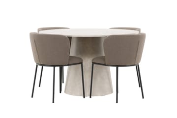 Rund matgrupp Venture Home Brun Beige 4st - Møbler - Borde - Spisebordssæt