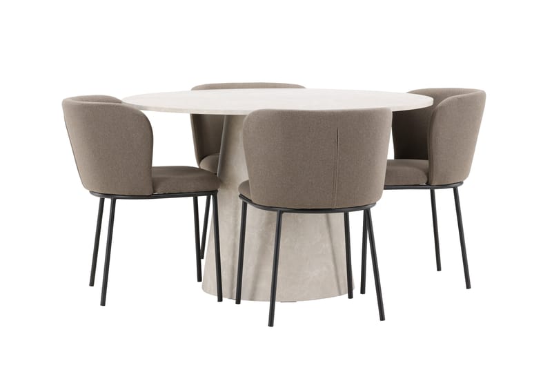 Rund matgrupp Venture Home Brun Beige 4st - Møbler - Borde - Spisebordssæt