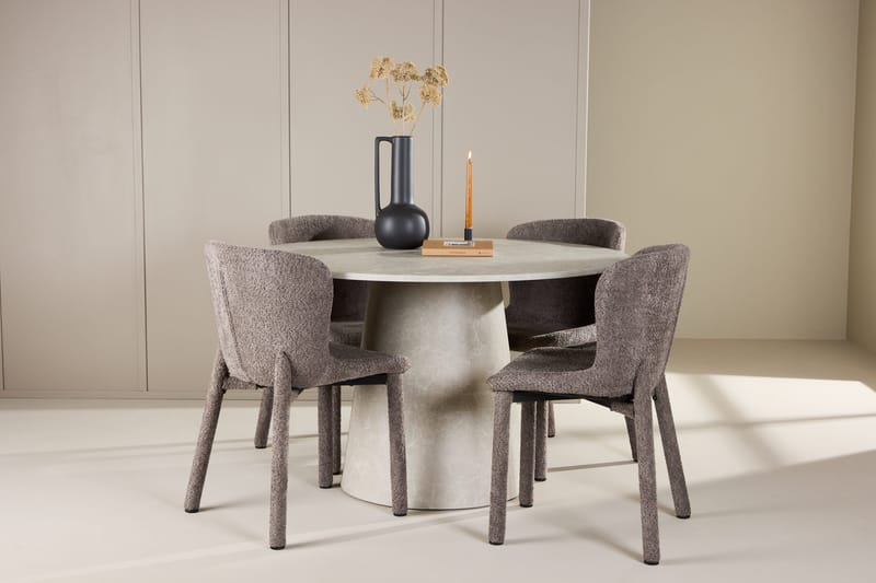 Rund matgrupp Venture Home Brun Beige 4st - Møbler - Borde - Spisebordssæt