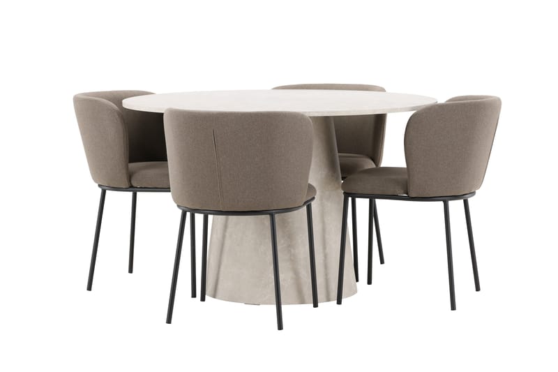 Rund matgrupp Venture Home Brun Beige 4st - Møbler - Borde - Spisebordssæt