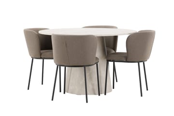 Rund matgrupp Venture Home Brun Beige 4st - Møbler - Borde - Spisebordssæt