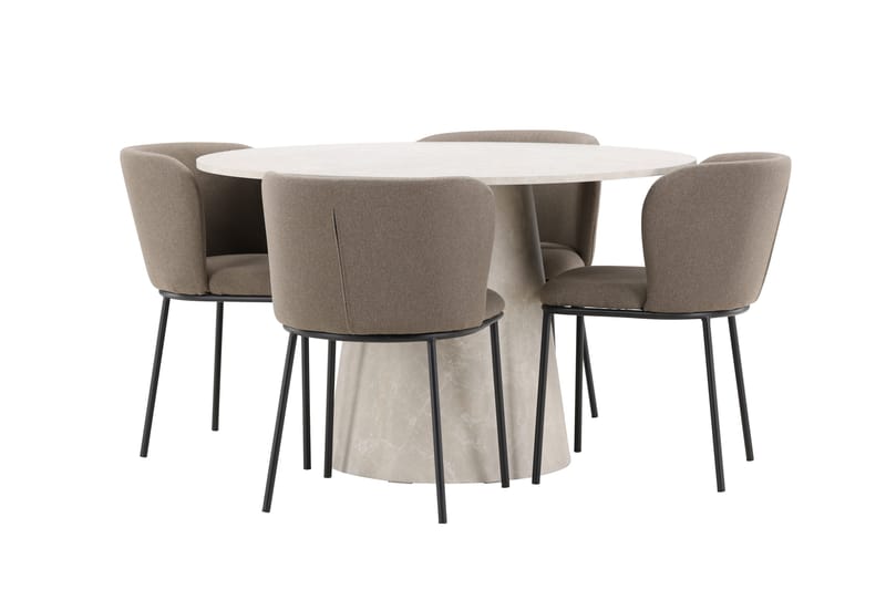 Rund matgrupp Venture Home Brun Beige 4st - Møbler - Borde - Spisebordssæt