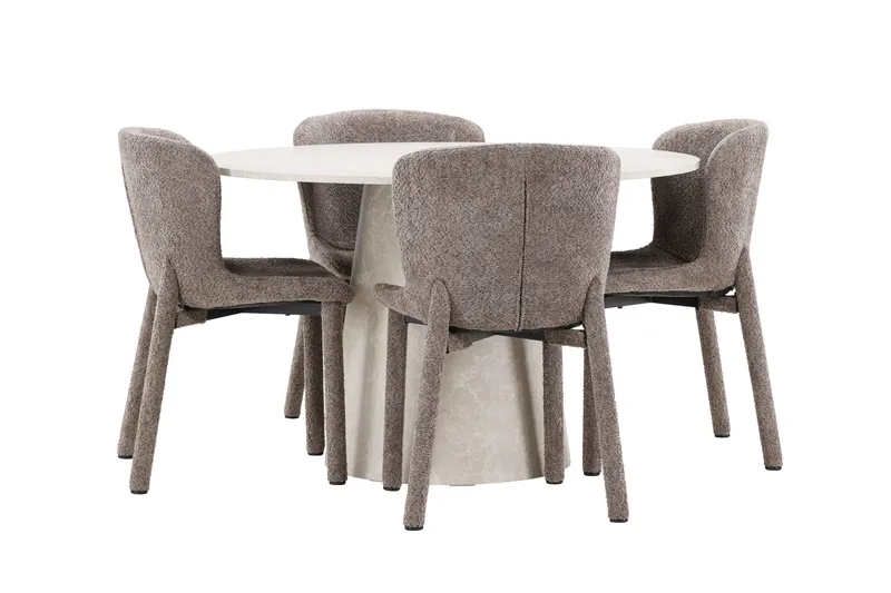 Rund matgrupp Venture Home Brun Beige 4st - Møbler - Borde - Spisebordssæt