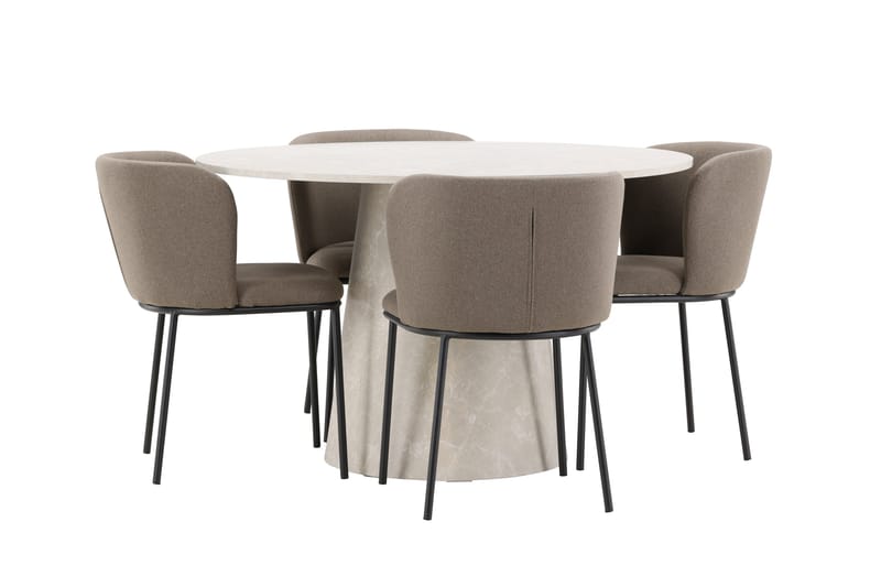 Rund matgrupp Venture Home Brun Beige 4st - Møbler - Borde - Spisebordssæt