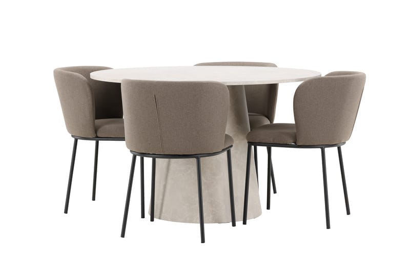 Rund matgrupp Venture Home Brun Beige 4st - Møbler - Borde - Spisebordssæt