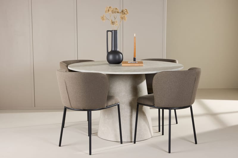 Rund matgrupp Venture Home Brun Beige 4st - Møbler - Borde - Spisebordssæt