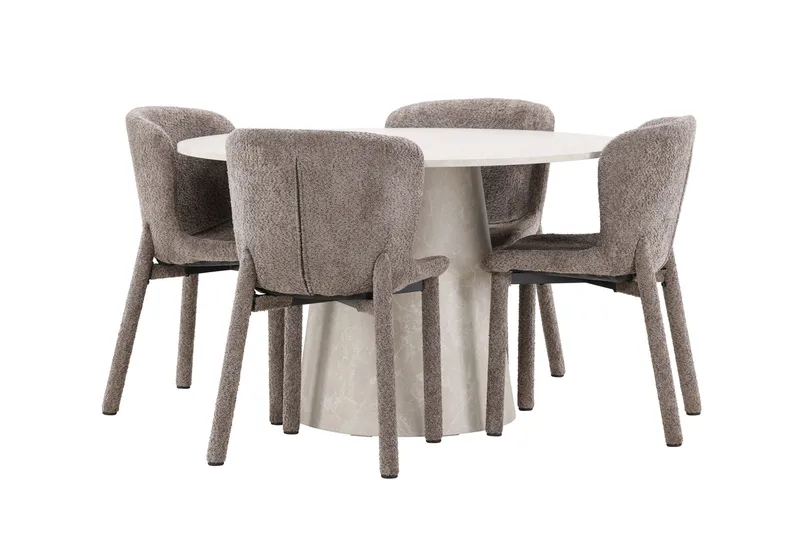 Rund matgrupp Venture Home Brun Beige 4st - Møbler - Borde - Spisebordssæt