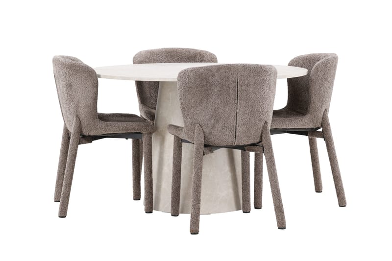 Rund matgrupp Venture Home Brun Beige 4st - Møbler - Borde - Spisebordssæt