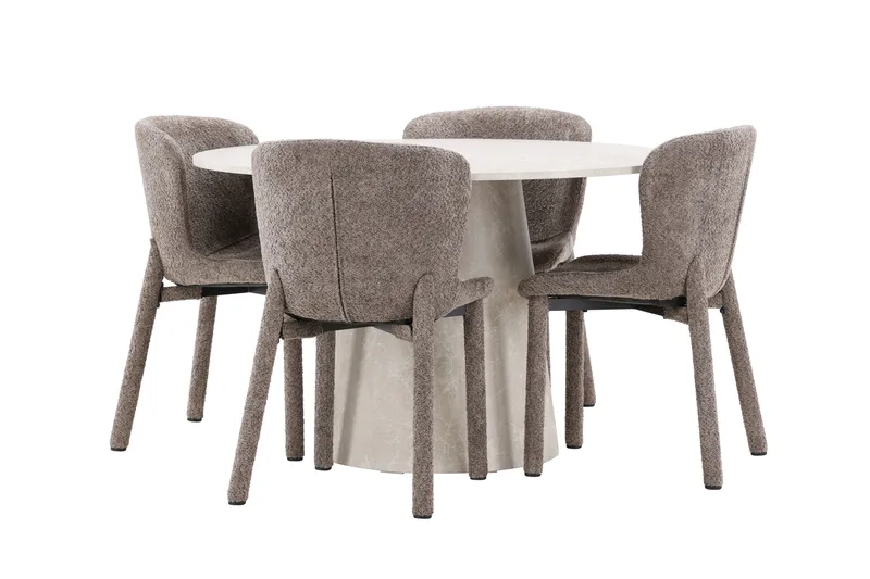 Rund matgrupp Venture Home Brun Beige 4st - Møbler - Borde - Spisebordssæt