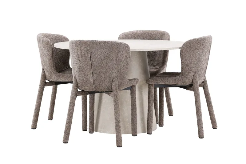 Rund matgrupp Venture Home Brun Beige 4st - Møbler - Borde - Spisebordssæt