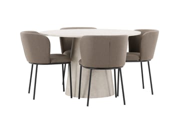 Rund matgrupp Venture Home Brun Beige 4st - Møbler - Borde - Spisebordssæt