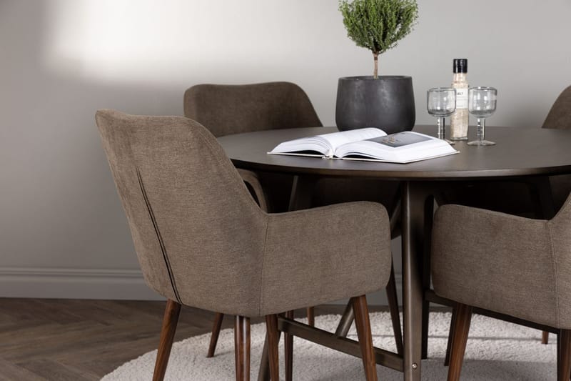 Rund matgrupp Venture Home Brun Mörkbrun 4st - Mørkebrun - Møbler - Borde - Spisebordssæt