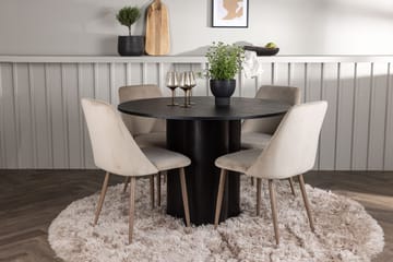 Rund matgrupp Venture Home Brun Svart 4st - Møbler - Borde - Spisebordssæt