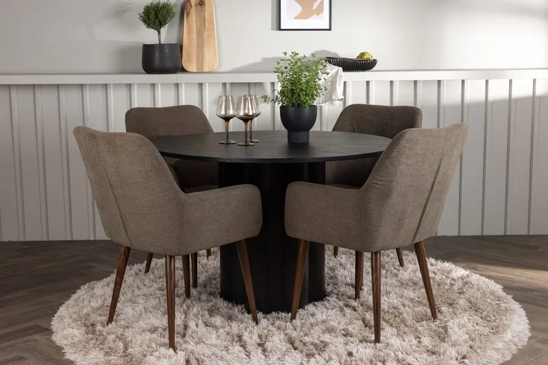 Rund matgrupp Venture Home Brun Svart 4st