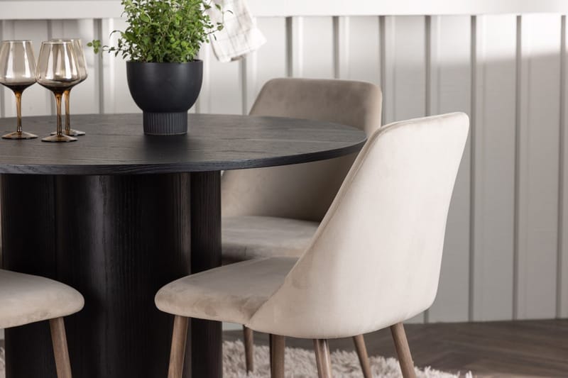 Rund matgrupp Venture Home Brun Svart 4st - Møbler - Borde - Spisebordssæt