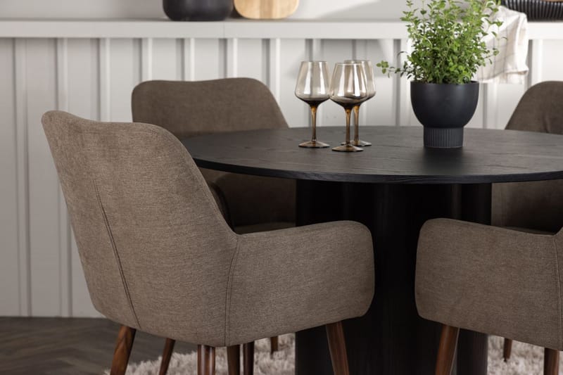 Rund matgrupp Venture Home Brun Svart 4st - Møbler - Borde - Spisebordssæt
