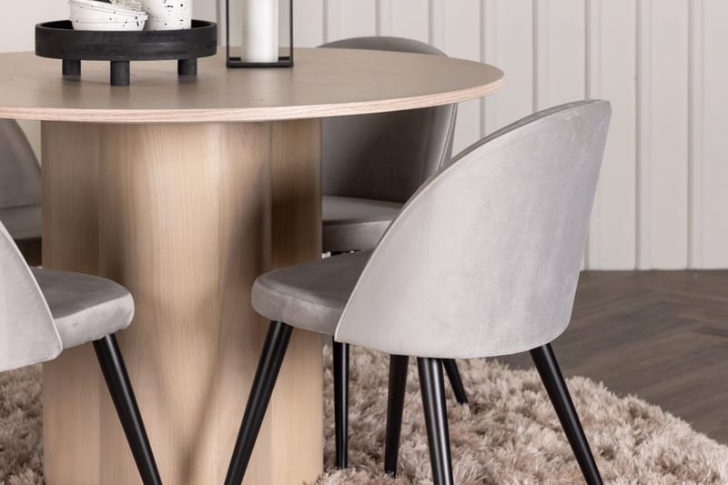 Rund matgrupp Venture Home Grå Ljust trä 4st - Møbler - Borde - Spisebordssæt