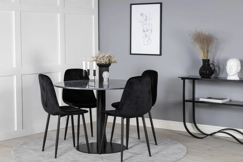 Rund matgrupp Venture Home Grå marmor