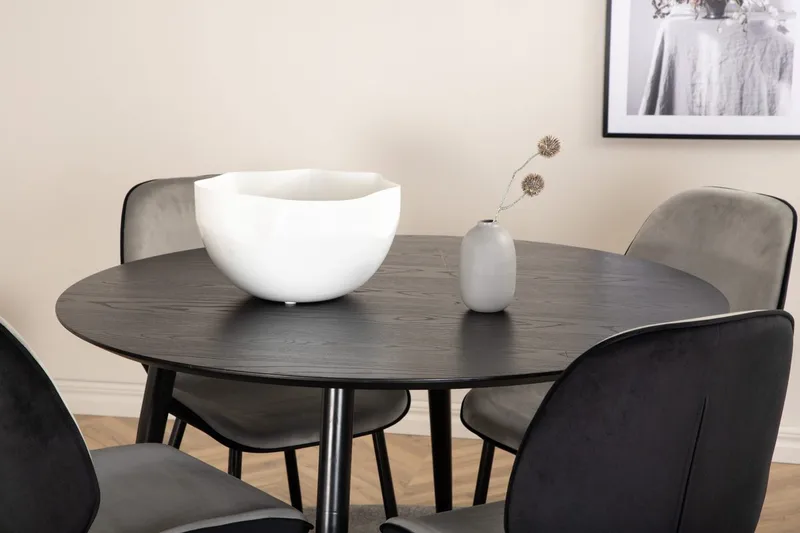 Rund matgrupp Venture Home Grå Svart 4st - Møbler - Borde - Spisebordssæt