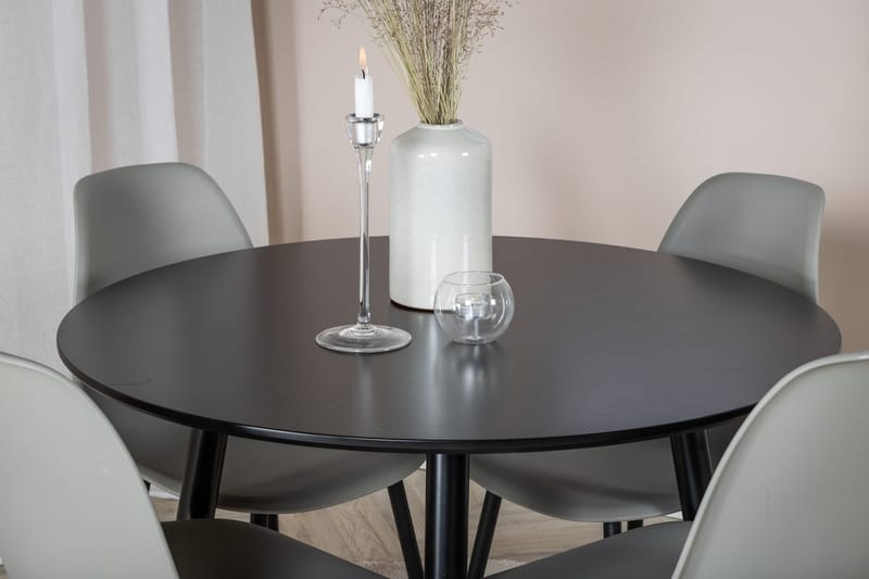 Rund matgrupp Venture Home Grå Svart 4st - Møbler - Borde - Spisebordssæt