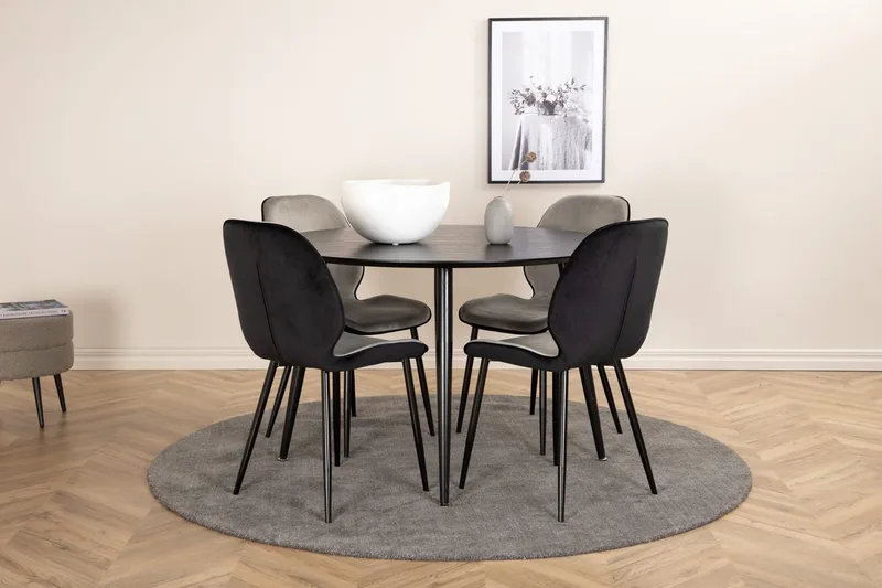 Rund matgrupp Venture Home Grå Svart 4st