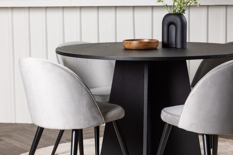 Rund matgrupp Venture Home Grå Svart 4st - Møbler - Borde - Spisebordssæt