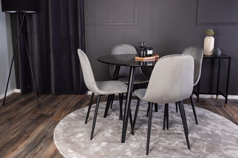 Rund matgrupp Venture Home Grå Svart 4st - Møbler - Borde - Spisebordssæt