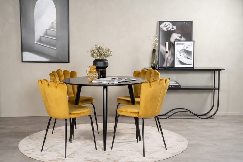 Rund matgrupp Venture Home Gul Svart 4st