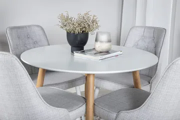 Rund matgrupp Venture Home Ljusgrå Natur 4st - Møbler - Borde - Spisebordssæt