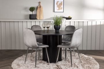 Rund matgrupp Venture Home Ljusgrå Svart 4st - Lysegrå og sort - Møbler - Borde - Spisebordssæt
