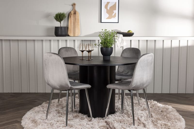 Rund matgrupp Venture Home Ljusgrå Svart 4st, Lysegrå og sort