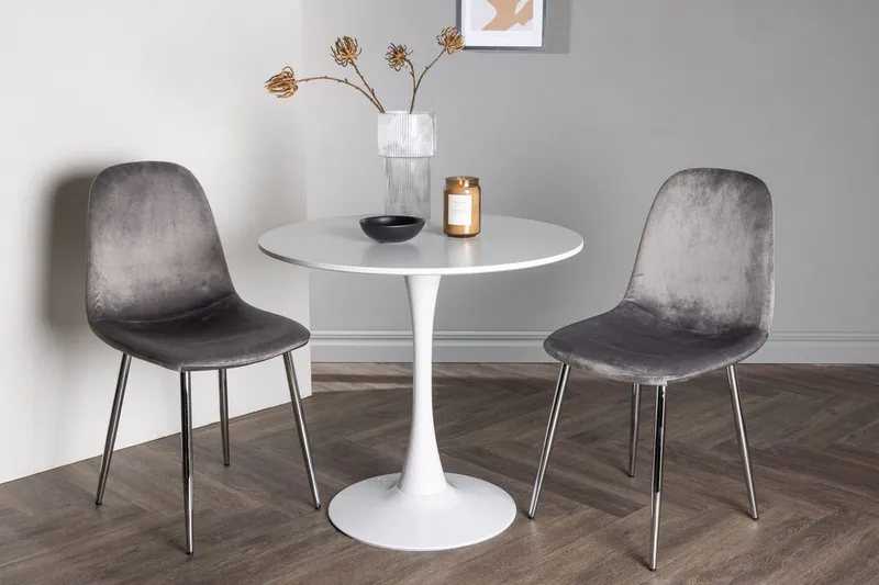 Rund matgrupp Venture Home Ljusgrå Vit 2st, Vaaleanharmaa ja valkoinen