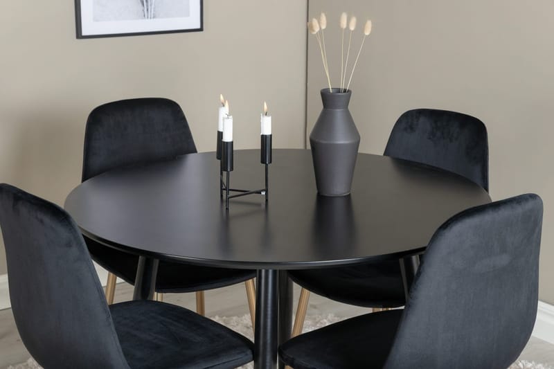 Rund matgrupp Venture Home Mässing Svart 4st - Møbler - Borde - Spisebordssæt