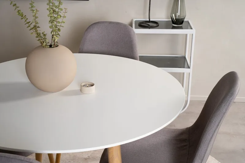 Rund matgrupp Venture Home Mörkbeige Vit Natur - Møbler - Borde - Spisebordssæt
