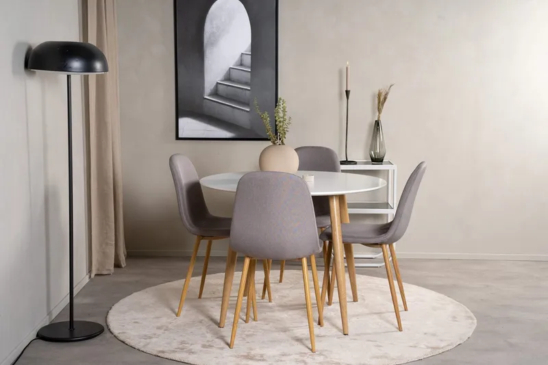 Rund matgrupp Venture Home Mörkbeige Vit Natur - Møbler - Borde - Spisebordssæt
