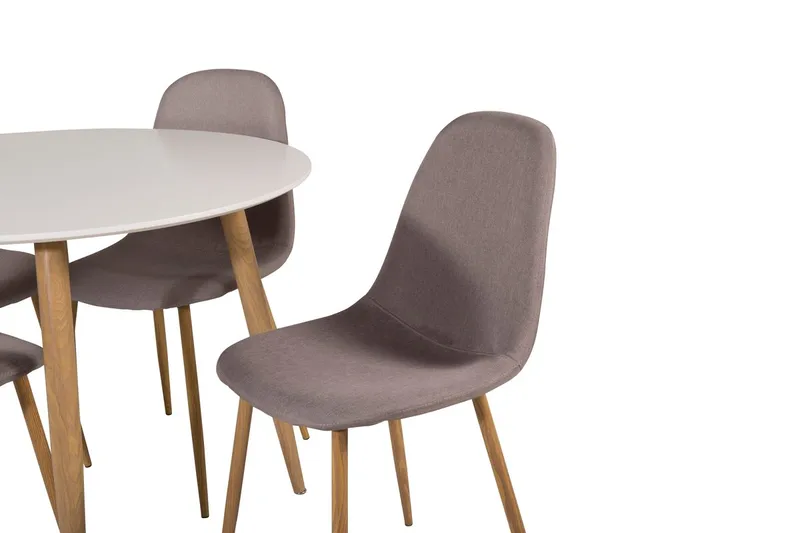 Rund matgrupp Venture Home Mörkbeige Vit Natur - Møbler - Borde - Spisebordssæt