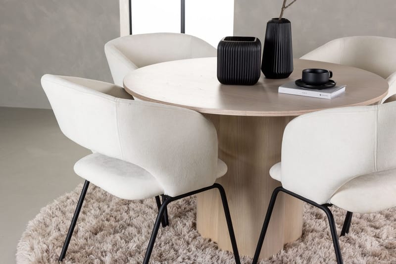 Rund matgrupp Venture Home Offwhite Ljust trä 4st - Møbler - Borde - Spisebordssæt