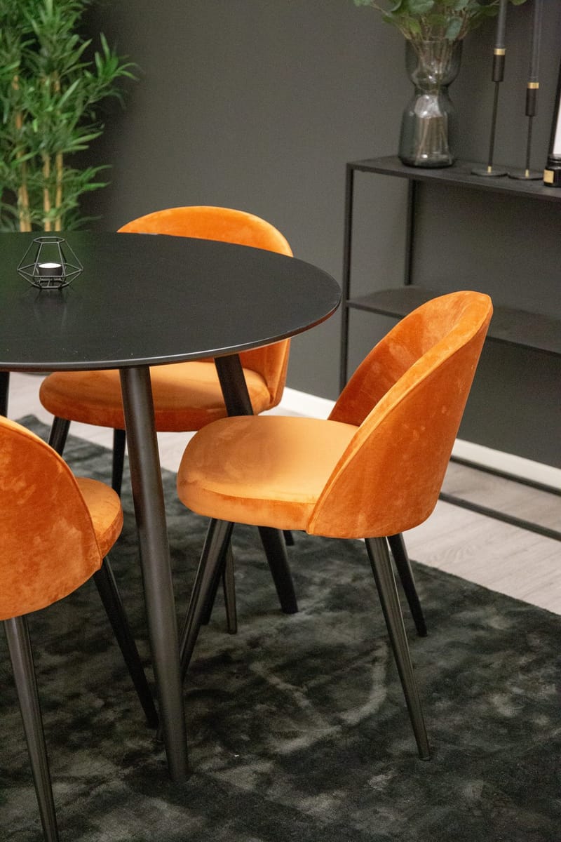 Rund matgrupp Venture Home Rostig Orange Svart 4st - Møbler - Borde - Spisebordssæt